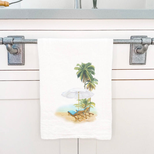 Watercolor Beach Chairs - Cotton Tea Towel - Shell Yeah by JaksCS-CTT-11163Kitchen